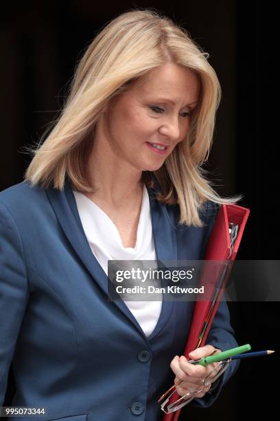 Work and Pensions Secretary Esther McVey leaves 10 Downing Street following a cabinet meeting, on July 10, 2018 in London, England. Ministers are...