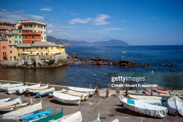 The seafront at Boccadasse near Genoa, ItalyThe seafront at Boccadasse near Genoa, Italy. Boccadasse is a fishing village that has, despite its...