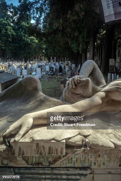 The Ribaudo family tomb in the Staglieno Cimitero Monumentale, Genoa, Italy. Famous for its monumental sculpture and covering an area of more than a...