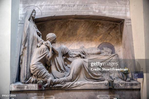 The Appiani family tomb in the Staglieno Cimitero Monumentale, Genoa, Italy. Famous for its monumental sculpture and covering an area of more than a...