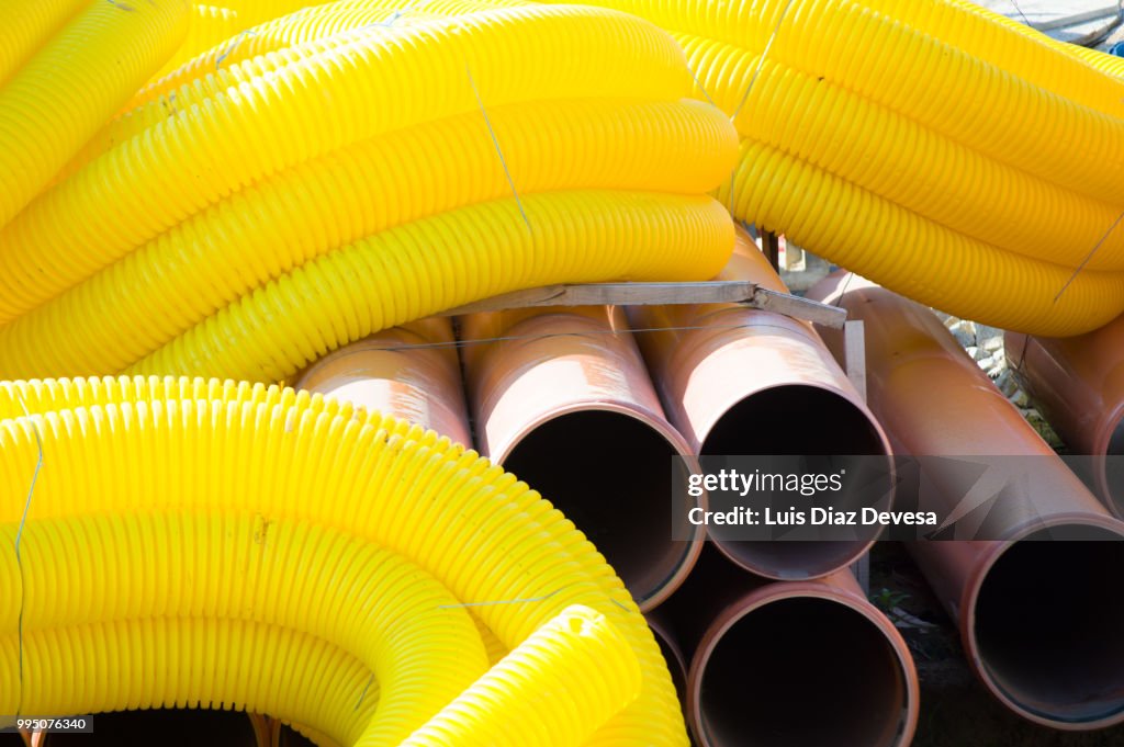 Street humanizing, yellow pipes