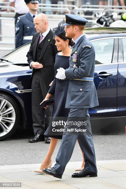 Meghan, Duchess of Sussex and Prince Harry, Duke of Sussex attend as members of the Royal Family attend events to mark the centenary of the RAF on...