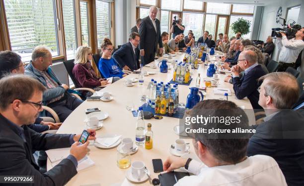 Horst Seehofer , CSU party leader and premier of Bavaria, at a meeting with journalists at CSU party headquarters in Munich, Germany, 21 September...