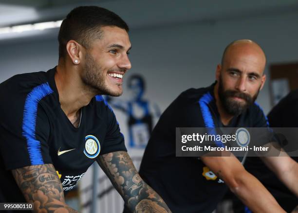 Mauro Emanuel Icardi of FC Internazionale looks on during the FC Internazionale training session at the club's training ground Suning Training Center...