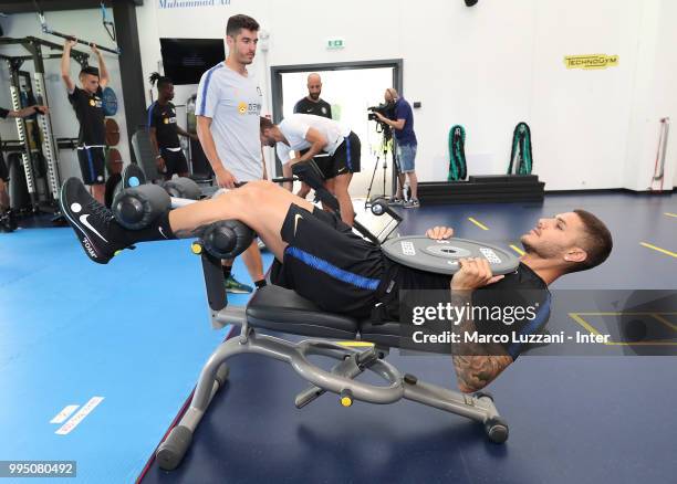 Mauro Emanuel Icardi of FC Internazionale trains in the gym during the FC Internazionale training session at the club's training ground Suning...