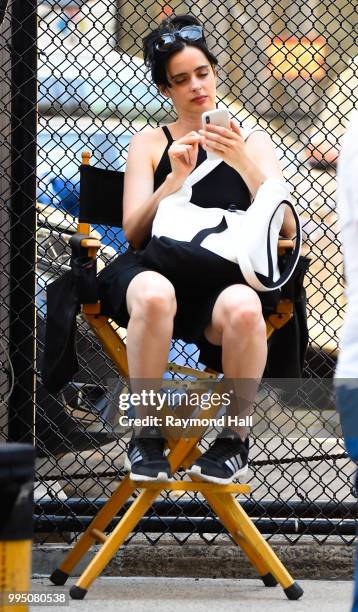 Actress Krysten Ritter is seen on set of 'Jessica Jones' on July 9, 2018 in New York City.