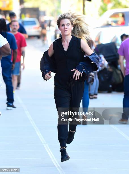 Actress Rachael Taylor is seen on set of 'Jessica Jones' on July 9, 2018 in New York City.