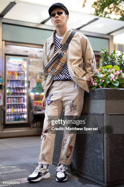 Steve is seen on the street attending Men's New York Fashion Week wearing Burberry on July 9, 2018 in New York City.