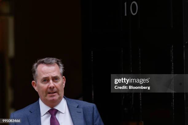 Liam Fox, U.K. International trade secretary, departs from a weekly meeting of cabinet ministers at number 10 Downing Street in London, U.K., on...