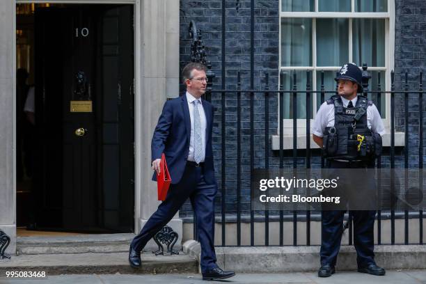 Jeremy Wright, U.K. Culture secretary, departs from a weekly meeting of cabinet ministers at number 10 Downing Street in London, U.K., on Tuesday,...