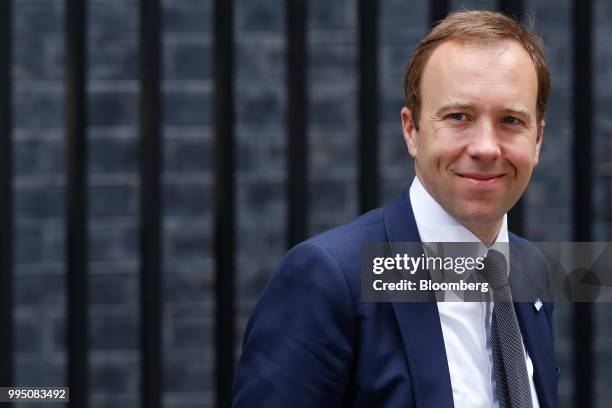 Matt Hancock, U.K. Health secretary, departs from a weekly meeting of cabinet ministers at number 10 Downing Street in London, U.K., on Tuesday, July...