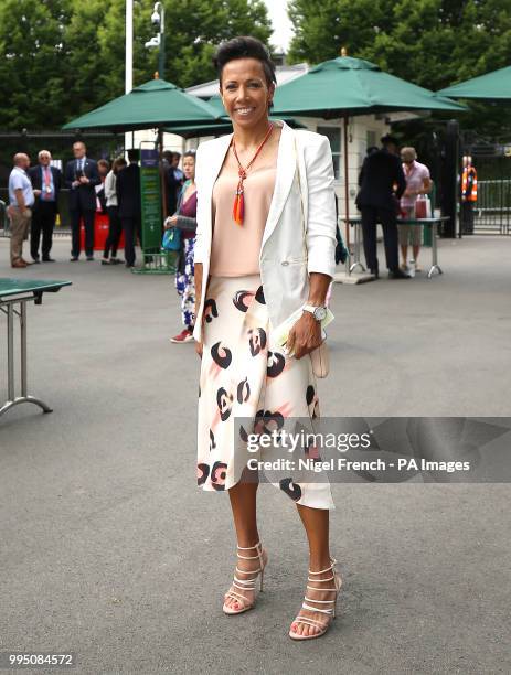 Dame Kelly Holmes on day eight of the Wimbledon Championships at the All England Lawn Tennis and Croquet Club, Wimbledon.