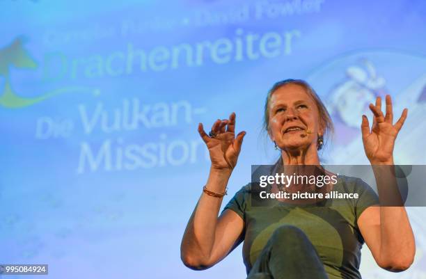 Children and young people's book author Cornelia Funke in a lecture theatre at Hamburg University, Germany, 21 September 2017. Funke presented scenes...