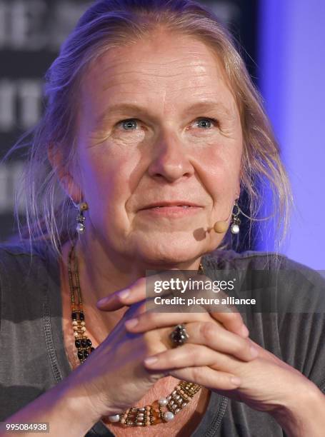 Children and young people's book author Cornelia Funke in a lecture theatre at Hamburg University, Germany, 21 September 2017. Funke presented scenes...