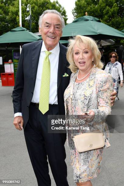Elaine Paige and Mel Lefkowitz attend day eight of the Wimbledon Tennis Championships at the All England Lawn Tennis and Croquet Club on July 10,...