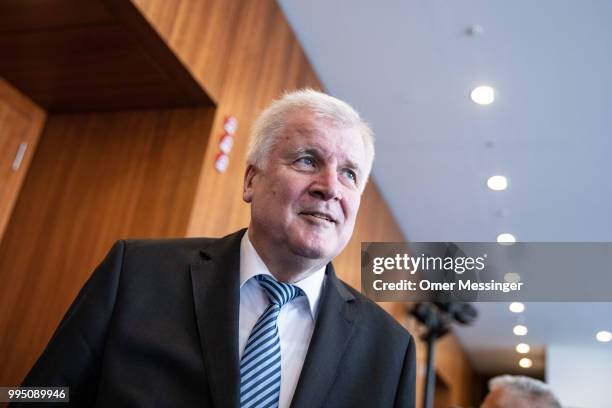 German Interior Minister Horst Seehofer is seen after presenting his "master plan" concerning migration policy on July 10, 2018 in Berlin, Germany....