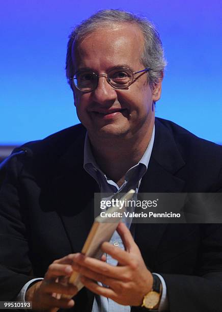 Walter Veltroni attends the ''Quando cade l'acrobata, entrano i clown'' book presentation during the 2010 Turin International Book Fair on May 14,...