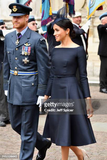 Meghan, Duchess of Sussex and Prince Harry, Duke of Sussex attend as members of the Royal Family attend events to mark the centenary of the RAF on...