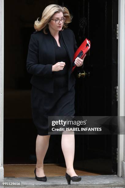 Britain's International Development Secretary and Minister for Women and Equalities Penny Mordaunt leaves 10 Downing Street in central London after...