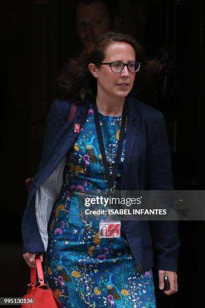 Britain's Leader of the House of Lords Baroness Natalie Evans leaves 10 Downing Street in central London after attending the weekly cabinet meeting...