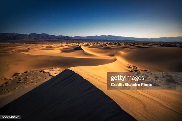 death valley moonlight dunes - mesquite flat dunes stock pictures, royalty-free photos & images