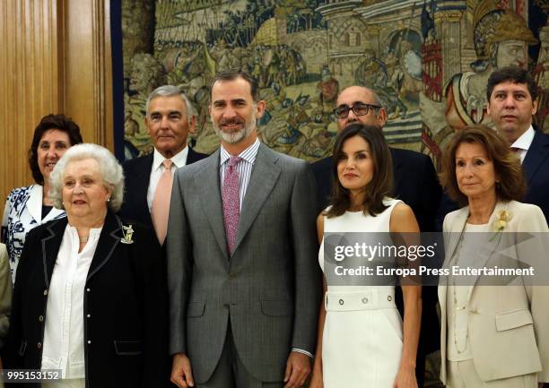 King Felipe VI of Spain and Queen Letizia of Spain receives Princess Pilar de Borbon , Pina Sanchez Errazuriz and 'Nuevo Futuro' foundation members...