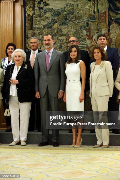 King Felipe VI of Spain and Queen Letizia of Spain receives Princess Pilar de Borbon , Pina Sanchez Errazuriz and 'Nuevo Futuro' foundation members...