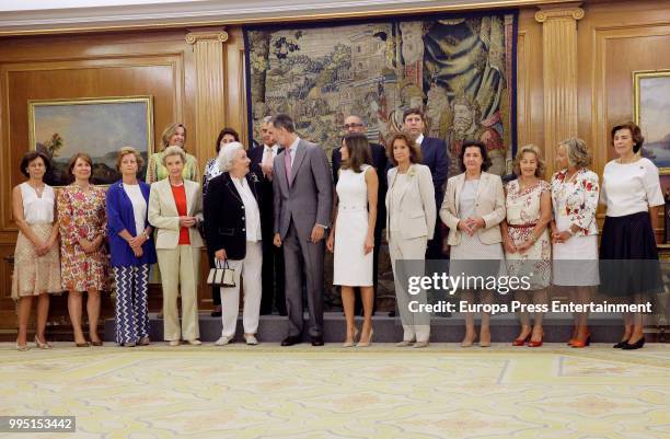 King Felipe VI of Spain and Queen Letizia of Spain receives Princess Pilar de Borbon , Pina Sanchez Errazuriz and 'Nuevo Futuro' foundation members...