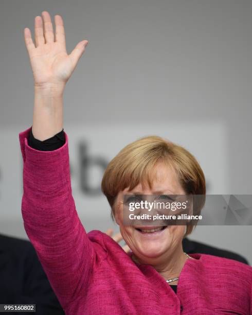 German Chancellor Angela Merkel , photographed at an election campaign event of the CDU party in Heppenheim, Germany, 22 September 2017. The general...