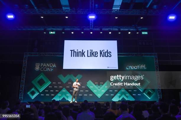 In this handout image provided by RISE, Lars Silberbauer, Senior Global Director of Social Media & Video at LEGO Group speaks on the PandaConf +...