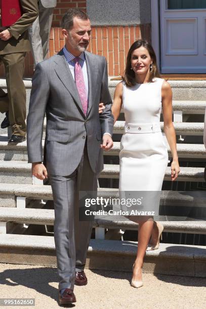 King Felipe VI of Spain and Queen Letizia of Spain attend several audiences at Zarzuela Palace on July 10, 2018 in Madrid, Spain.