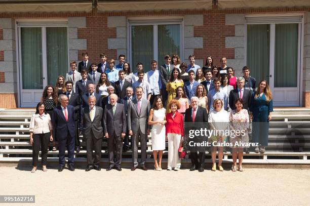 King Felipe VI of Spain and Queen Letizia of Spain attend several audiences at Zarzuela Palace on July 10, 2018 in Madrid, Spain.