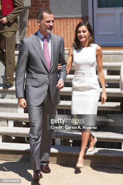 King Felipe VI of Spain and Queen Letizia of Spain attend several audiences at Zarzuela Palace on July 10, 2018 in Madrid, Spain.