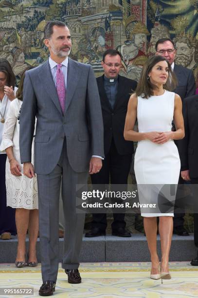 King Felipe VI of Spain and Queen Letizia of Spain attend several audiences at Zarzuela Palace on July 10, 2018 in Madrid, Spain.