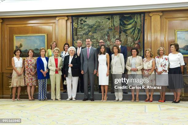 King Felipe VI of Spain and Queen Letizia of Spain attend several audiences at Zarzuela Palace on July 10, 2018 in Madrid, Spain.