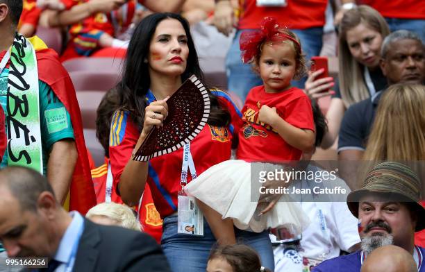 Yolanda Ruiz, wife of goalkeeper of Spain Pepe Reina during the 2018 FIFA World Cup Russia Round of 16 match between Spain and Russia at Luzhniki...