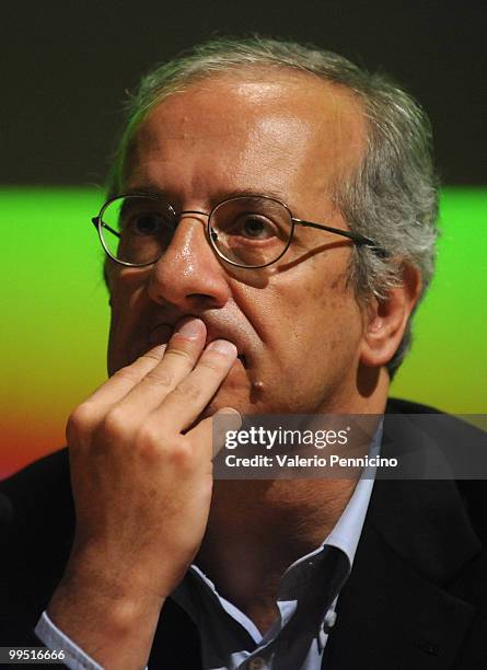 Walter Veltroni attends the ''Quando cade l'acrobata, entrano i clown'' book presentation during the 2010 Turin International Book Fair on May 14,...