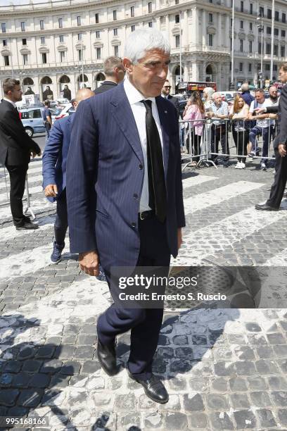 Pier Ferdinando Casini attends the funeral for Carlo Vanzina at Santa Maria degli Angeli on July 10, 2018 in Rome, Italy.