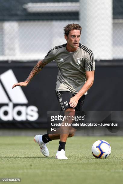 Claudio Marchisio during a Juventus training session at Juventus Training Center on July 10, 2018 in Turin, Italy.