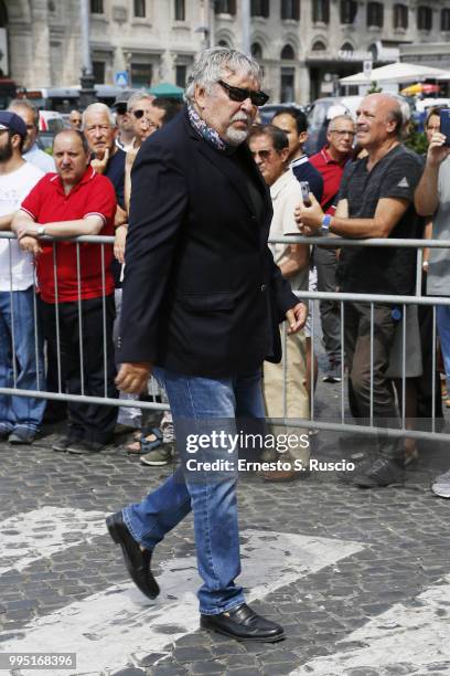 Maurizio Mattioli attends the funeral for Carlo Vanzina at Santa Maria degli Angeli on July 10, 2018 in Rome, Italy.