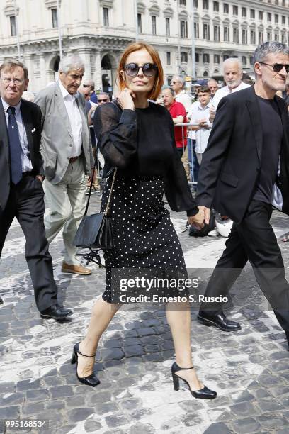 Isabella Ferrari attends the funeral for Carlo Vanzina at Santa Maria degli Angeli on July 10, 2018 in Rome, Italy.