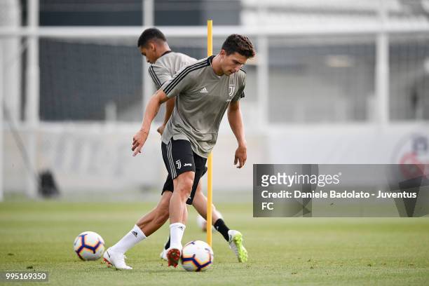 Mattia Caldara during a Juventus training session at Juventus Training Center on July 10, 2018 in Turin, Italy.