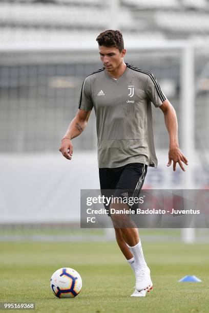 Mattia Caldara during a Juventus training session at Juventus Training Center on July 10, 2018 in Turin, Italy.