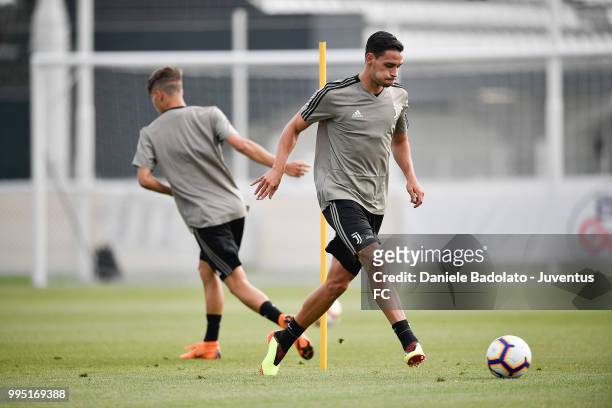 Mattia De Sciglio during a Juventus training session at Juventus Training Center on July 10, 2018 in Turin, Italy.