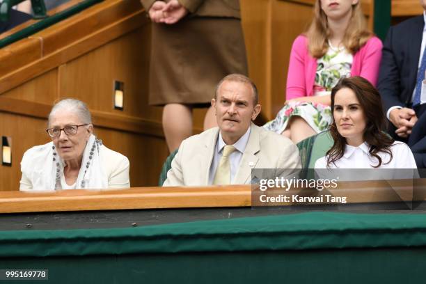 Vanessa Redgrave, her son Carlo Gabriel Nero and Michelle Dockery attend day eight of the Wimbledon Tennis Championships at the All England Lawn...