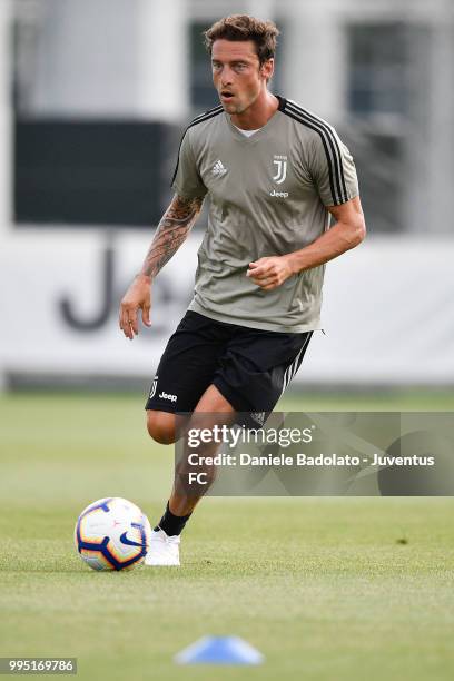 Claudio Marchisio during a Juventus training session at Juventus Training Center on July 10, 2018 in Turin, Italy.