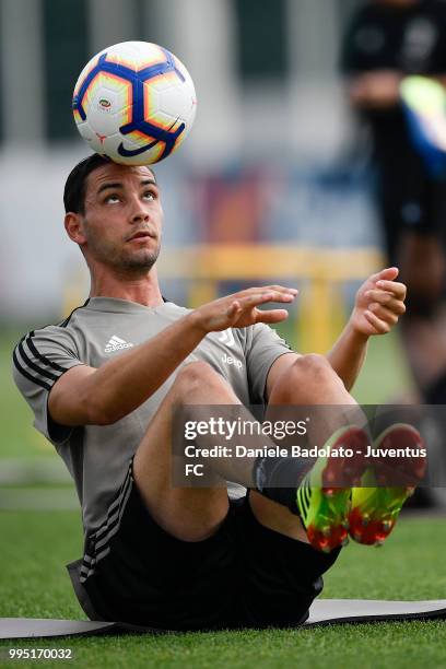 Mattia De Sciglio during a Juventus training session at Juventus Training Center on July 10, 2018 in Turin, Italy.