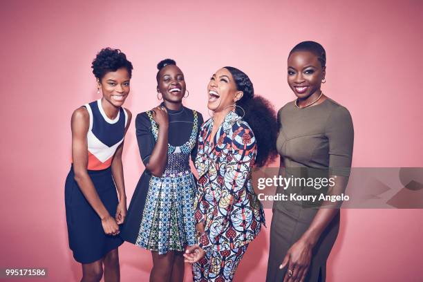 Actresses Letitia Wright, Lupita Nyong'o, Angela Bassett and Danai Gurira are photographed for Entertainment Weekly Magazine on January 30, 2018 in...