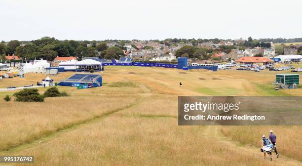 Martin Laird of Scotland walks down the 18th hole during practice for the Aberdeen Standard Investments Scottish Open at Gullane Golf Course on July...