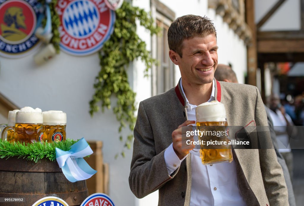 Bayern Munich's players visit the Oktoberfest in Munich